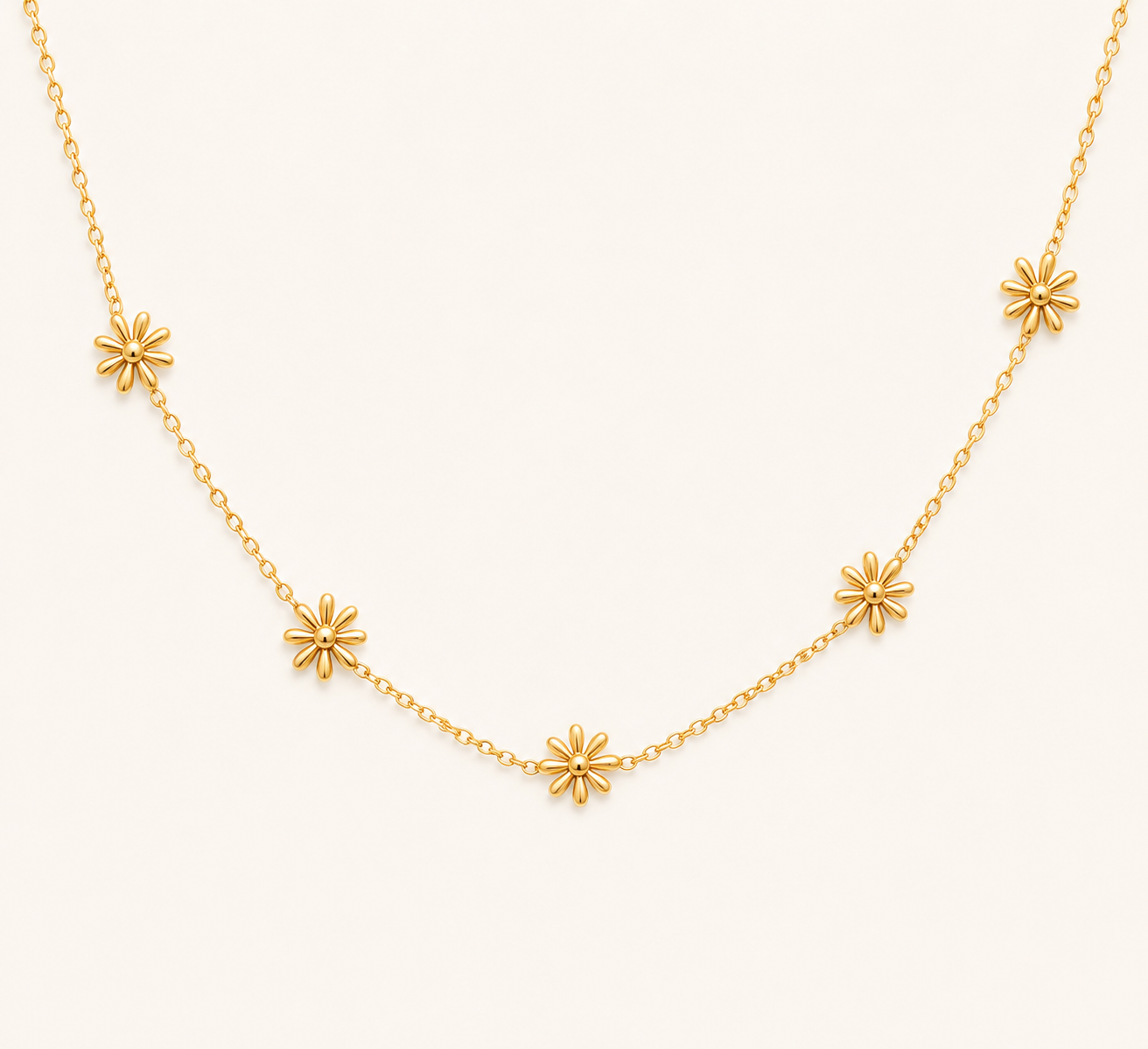 Golden Daisy Pastoral Necklace – botanical daisy pendant necklace in 18K gold plated pastoral finish for women