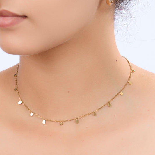 Golden Dew Classic Rect Pendant Necklace – classic rectangular pendant necklace in 18K gold plated finish-3