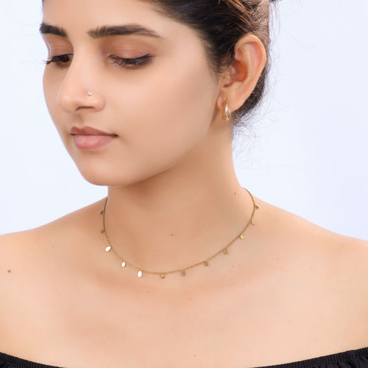 Golden Dew Classic Rect Pendant Necklace – classic rectangular pendant necklace in 18K gold plated finish-4