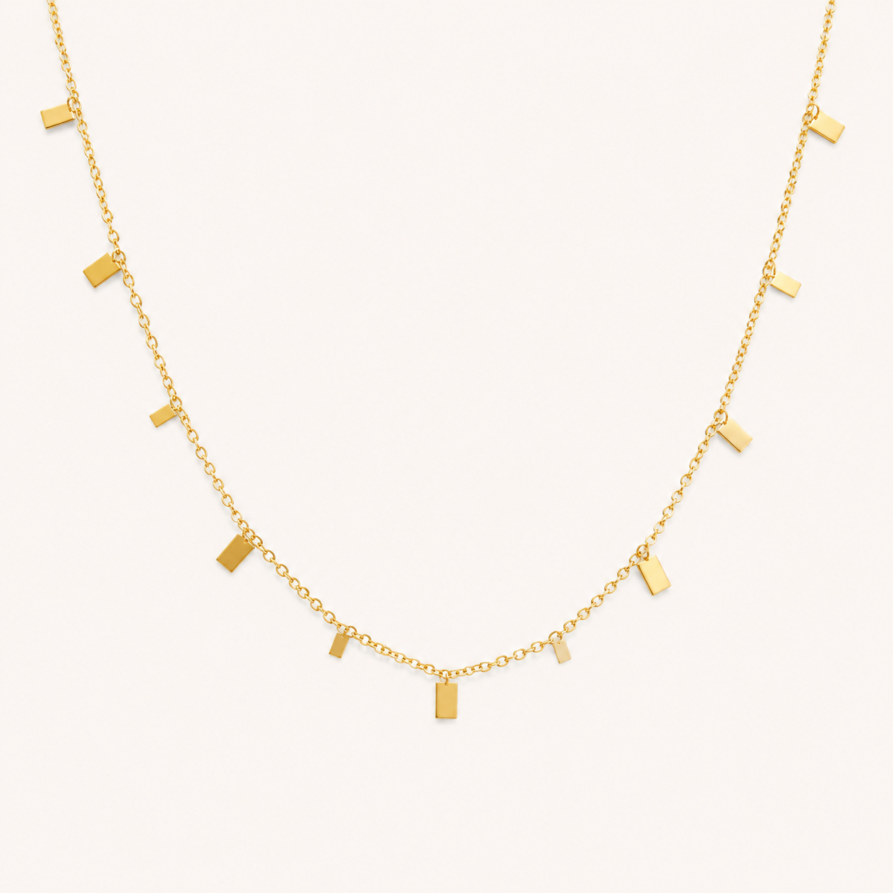 Golden Dew Framed Rect Pendant Necklace – structured rectangular frame pendant necklace in 18K gold plated finish-2