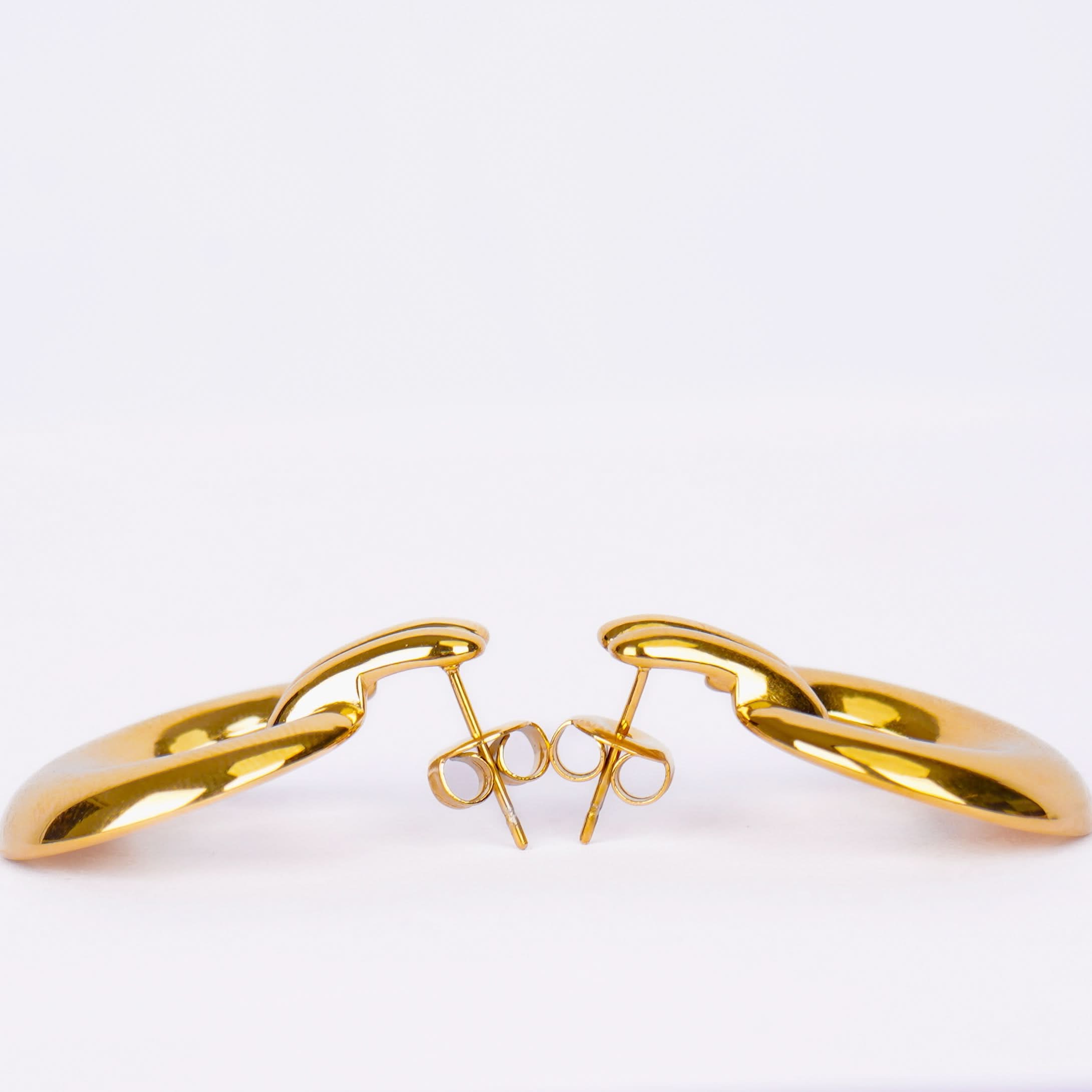 Golden Double Hoop Earrings – twin concentric hoop earrings in 18K gold plated finish for women-2