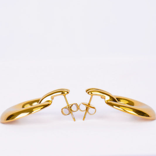 Golden Double Hoop Earrings – twin concentric hoop earrings in 18K gold plated finish for women-2