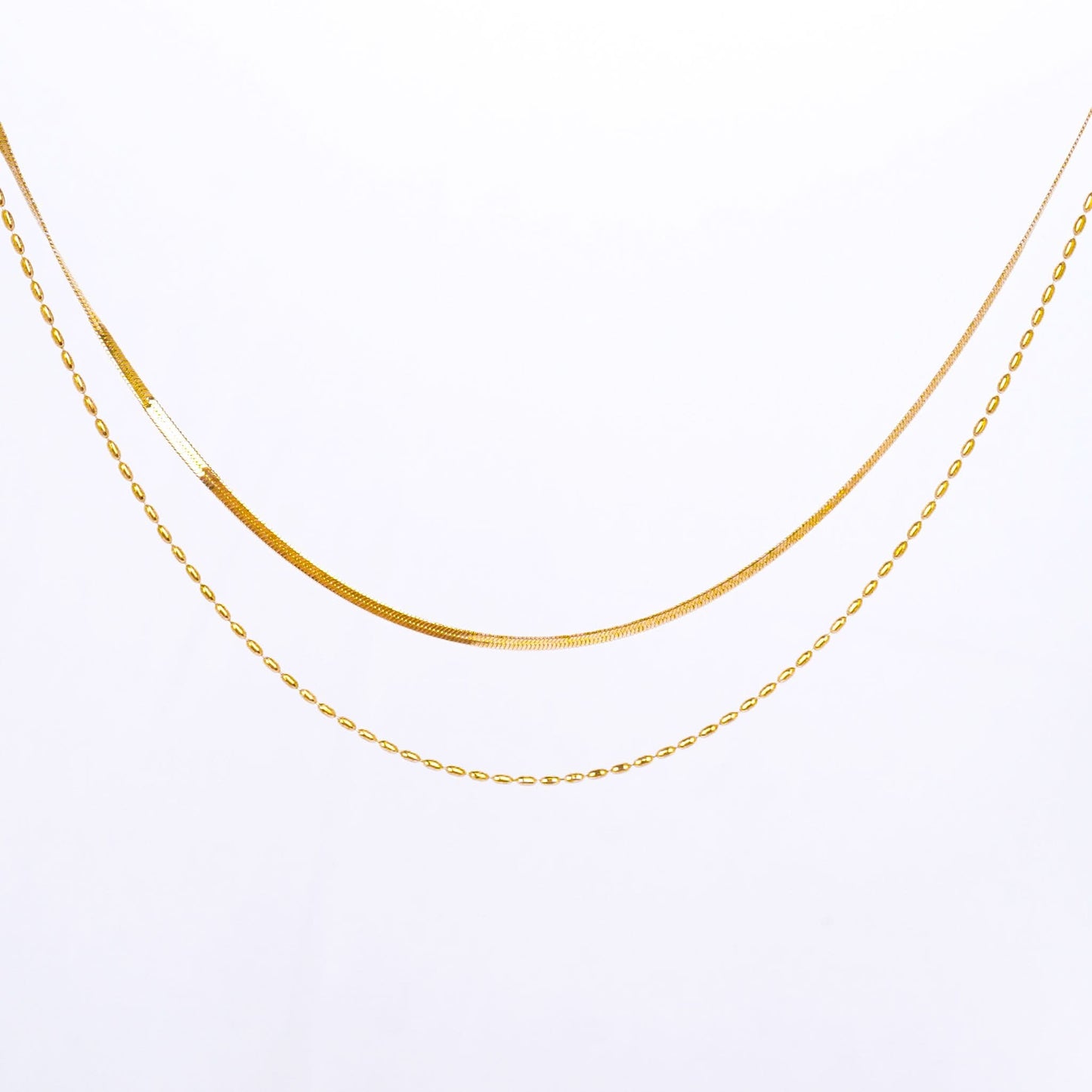 Golden Flat Snake Cauliflower Collar Necklace – worn on neckline, bold collar-length necklace