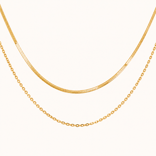 Golden Flat Snake Cauliflower Collar Necklace – smooth flat snake chain collar necklace in 18K gold plated finish