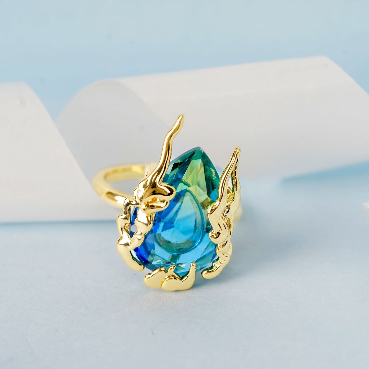 Golden Vine Wrap Prism Ring – gold prism stone in organic golden vine-wrap 18K gold plated ring for women-5