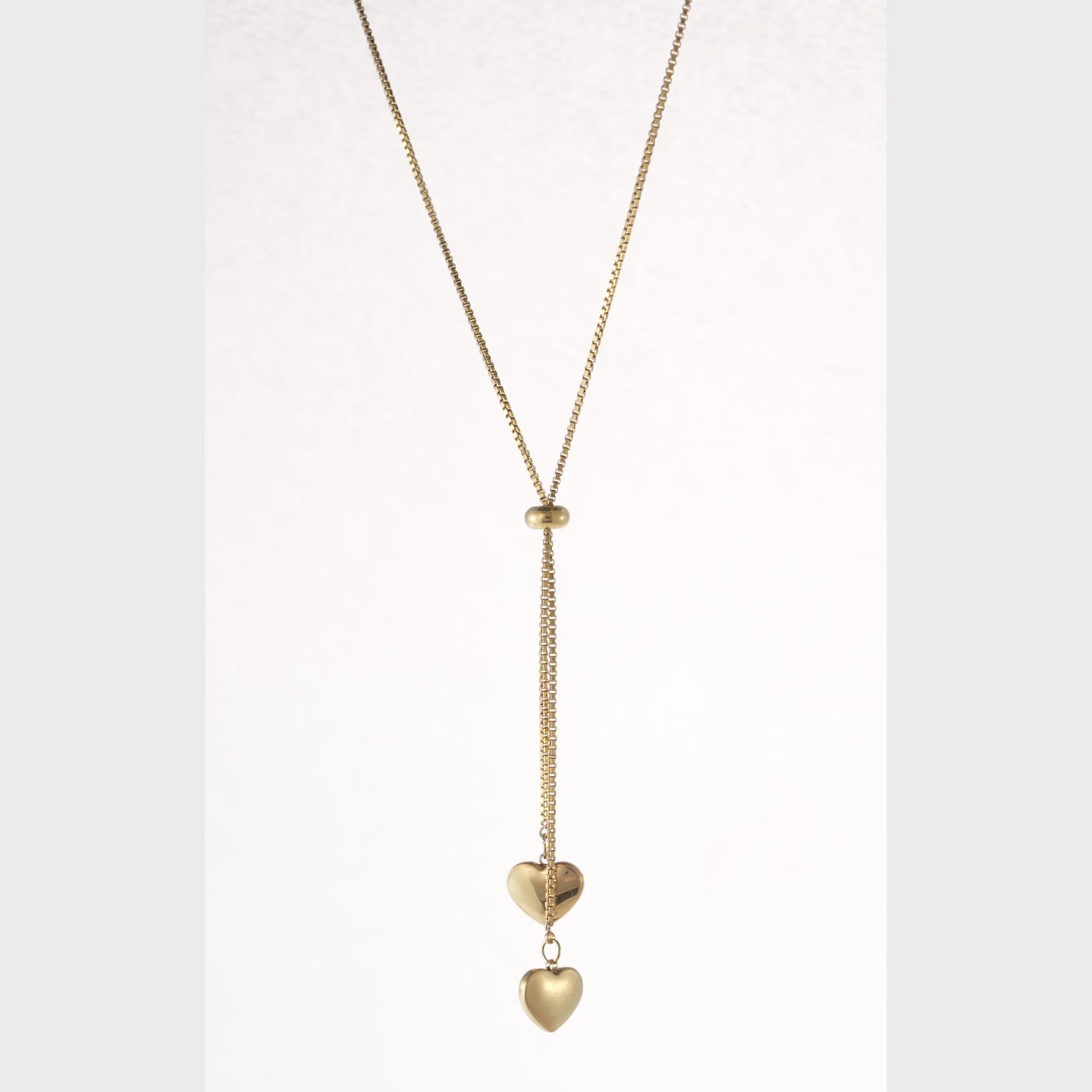 Romantic Heart Gold Finish Necklace