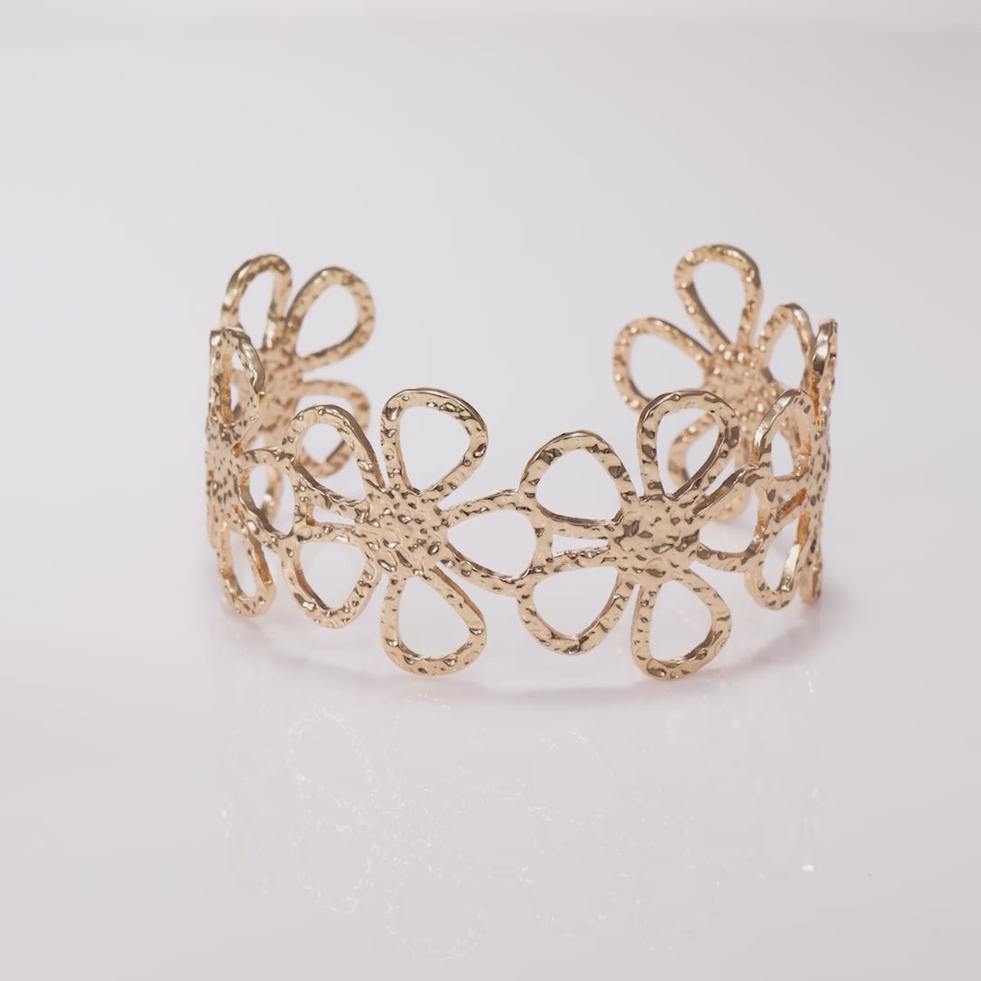Floral Open Cuff Bracelet