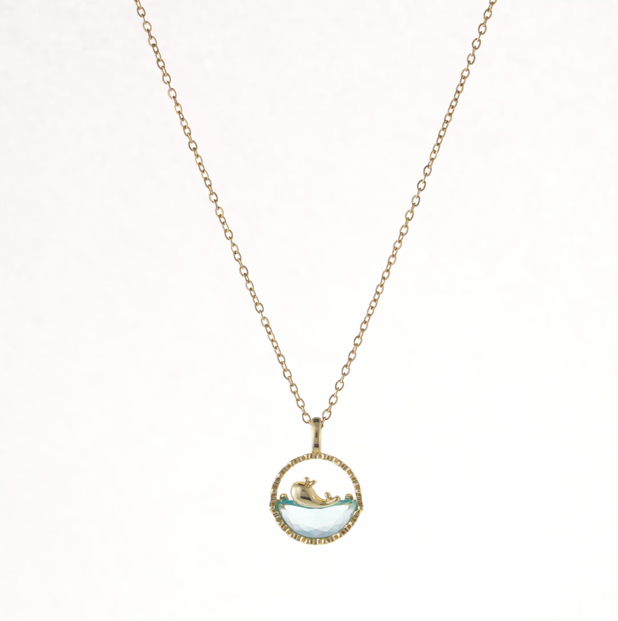 Golden Whale Glass Pendant Necklace