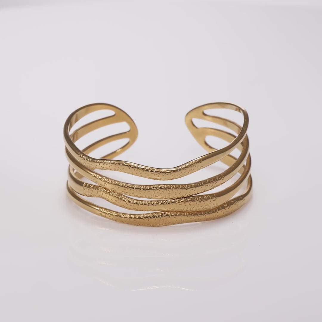 Vintage Geometric Line Cuff Bracelet