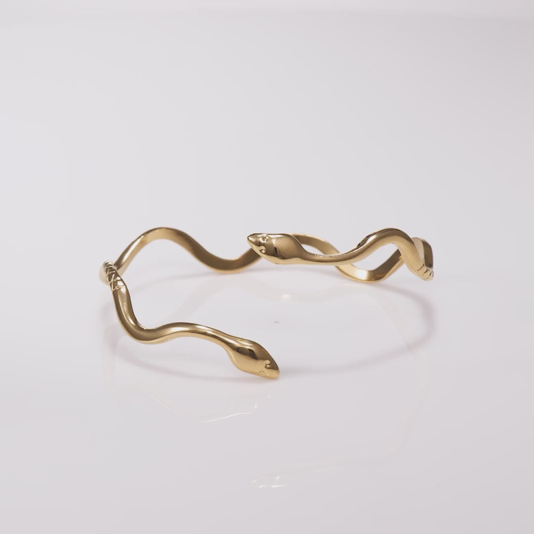Retro Snake Gold Bangle