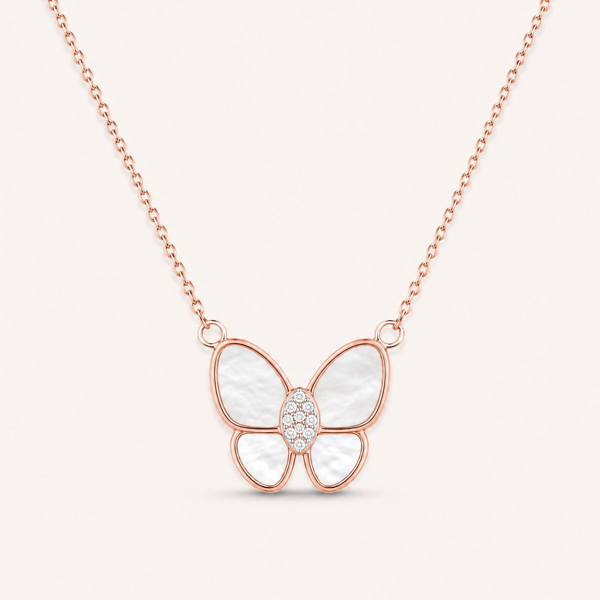 Rose-Gold Butterfly Pendant Necklace