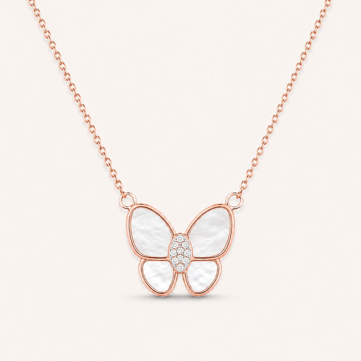 Rose-Gold Butterfly Pendant Necklace