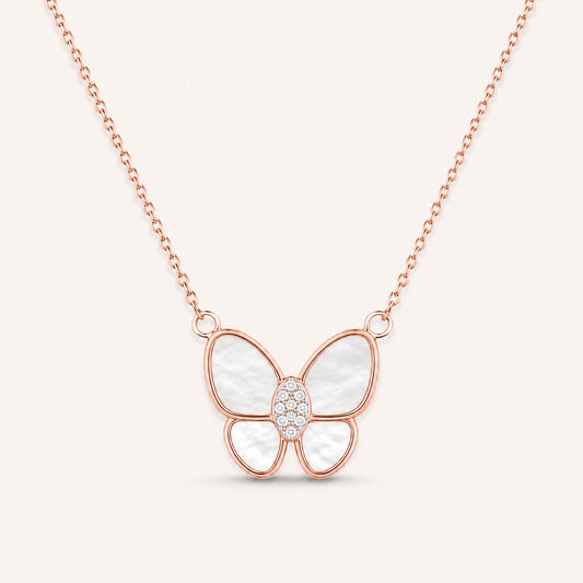 Rose-Gold Butterfly Pendant Necklace